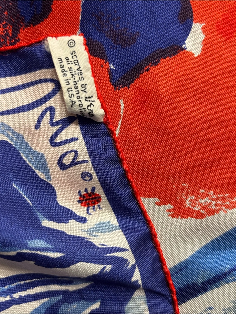VERA NEUMANN - 1960s VINTAGE Hand Rolled Silk Floral Red Poppy Scarf made in USA - Picture 7 of 16